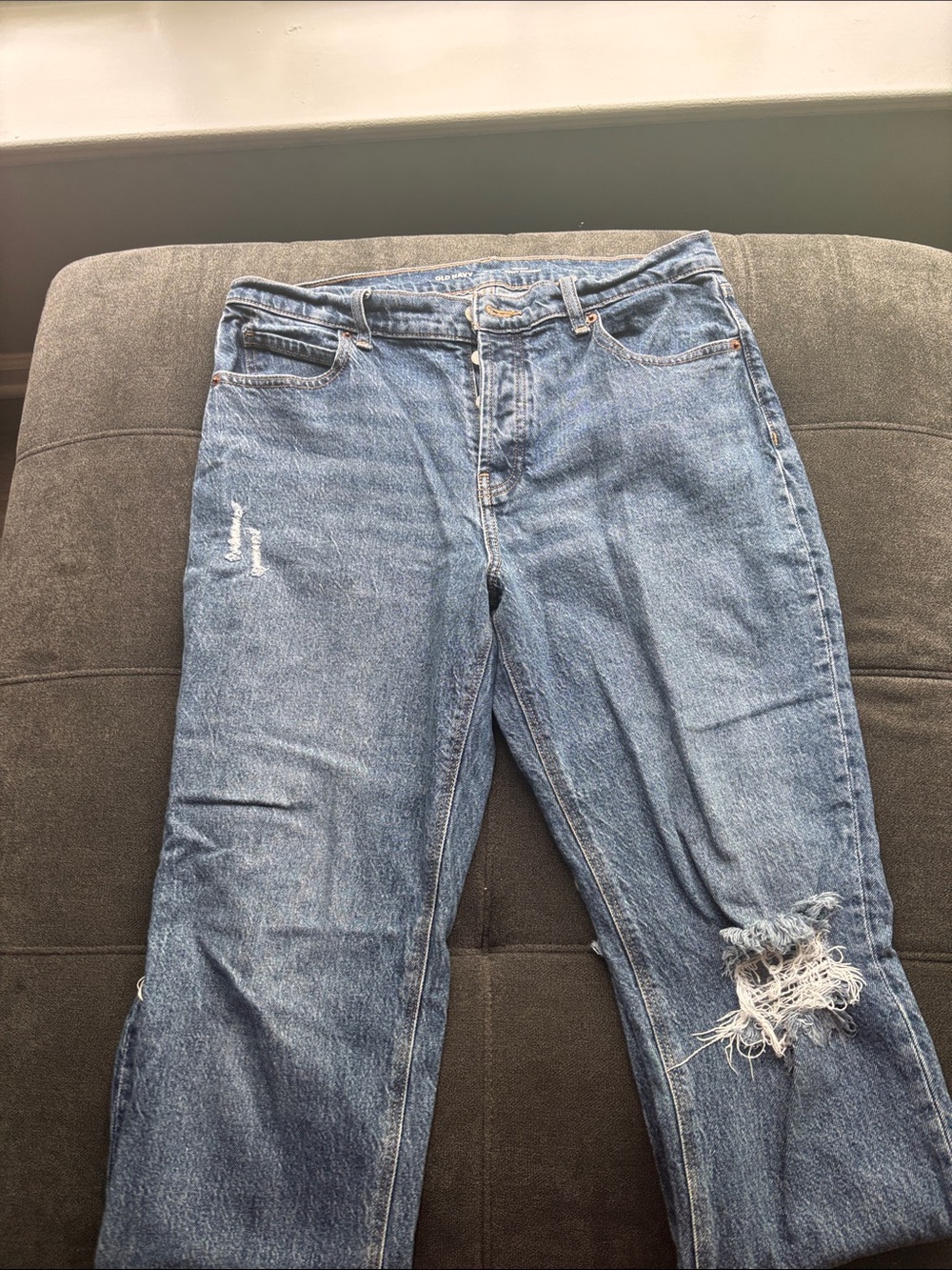 Old Navy Light Blue Boyfriend Jeans with Knee Distress